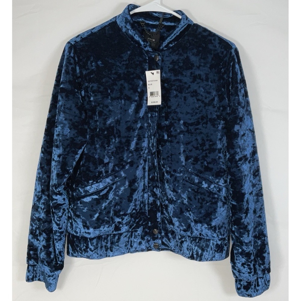 NWT Women's Joe's Jeans Lexi Crushed Velvet Zip Front Jacket - Blue - Size Small